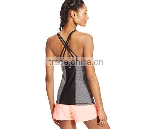 supplex/spandex dry fit Sexy cross back top womens sports tank top