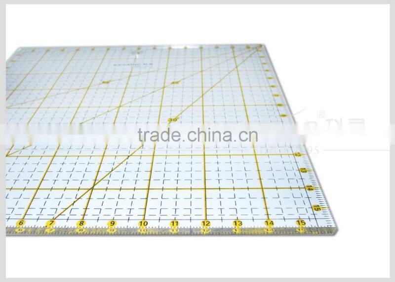 Kearing durable 15*15 inch square quilting ruler with scale anlges acrylic template for dressmaking handicraft# KPR1616