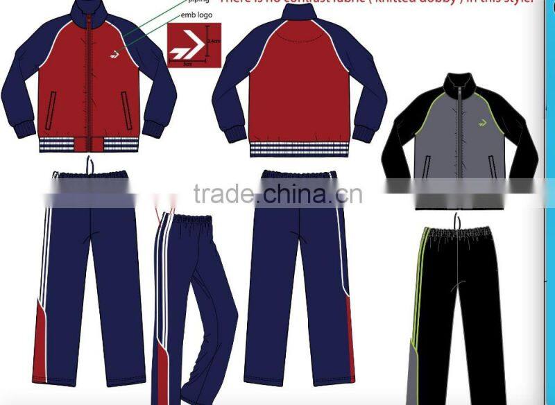 20,000 sets STOCKLOTS Factory Sport wear suit Mens Women's 220g polytricot fabric stocks