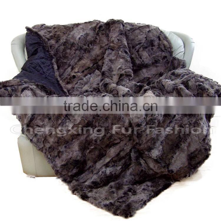 CX-D-03A Hotel Rugs Patchwork Real Rabbit Fur Animal Fur Bedding Set Fur Rug