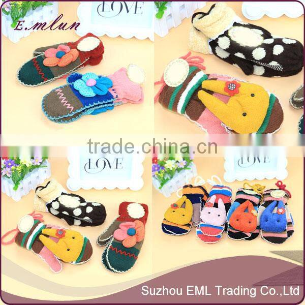 Women flower pattern winter gloves knitting wholesale