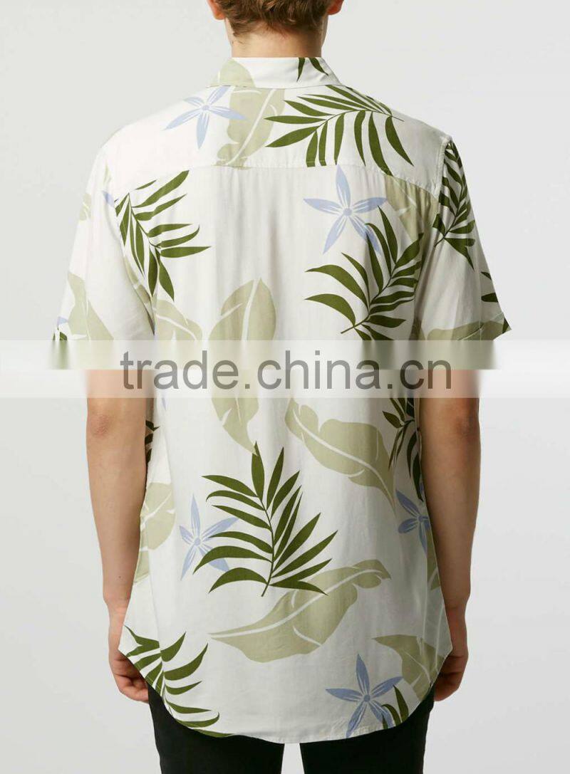custom quality top cotton printed men's hawaii shirt