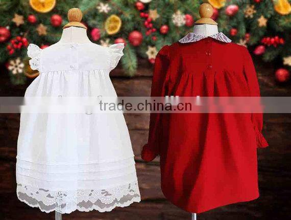 White Pinafore Classic Red Christmas Children Clothing Sets 3 Year Old Girl Dress