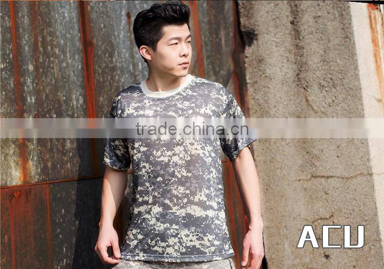 2016 Wholesale Men Camouflage dryfit breathable T-shirt Men Army Tactical Combat T Shirt Military Sport Camo Camp Mens T Shirts