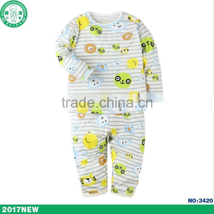 High quality OEM Service cute printing cotton kids wear long sleeve children clothing set