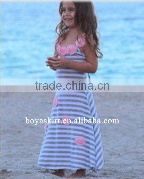 kids modeling clothes Stripes and short-sleeve roll-cuff dress-Children's Casual Daily Wear Boutique Summer Stripe Girls Dresses