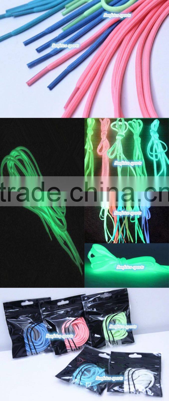 Glowing In The Dark Shoelaces for Running~Round Illuminant Shoe Laces For Sneaker In The Dark~eBay/Amazon Supplier~Accept Custom