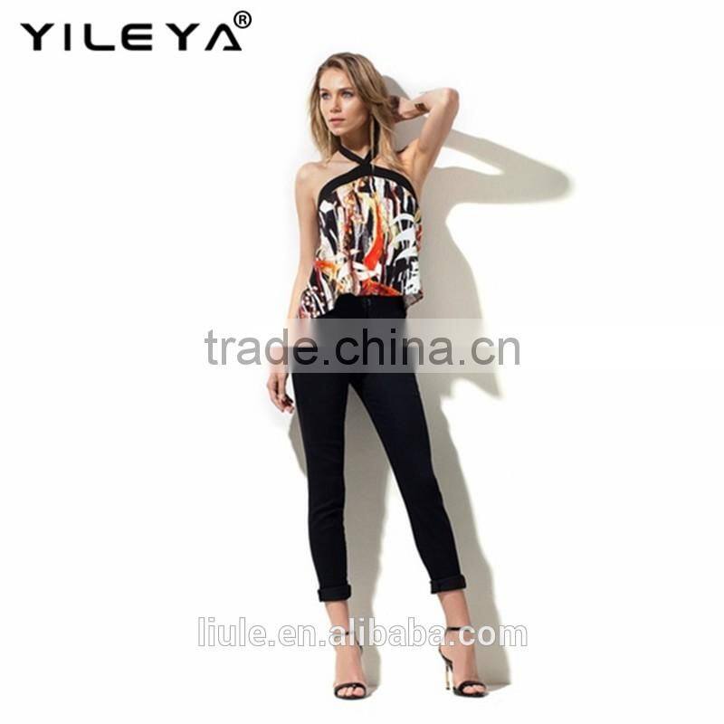 New design sexy top women off shoulder printed top
