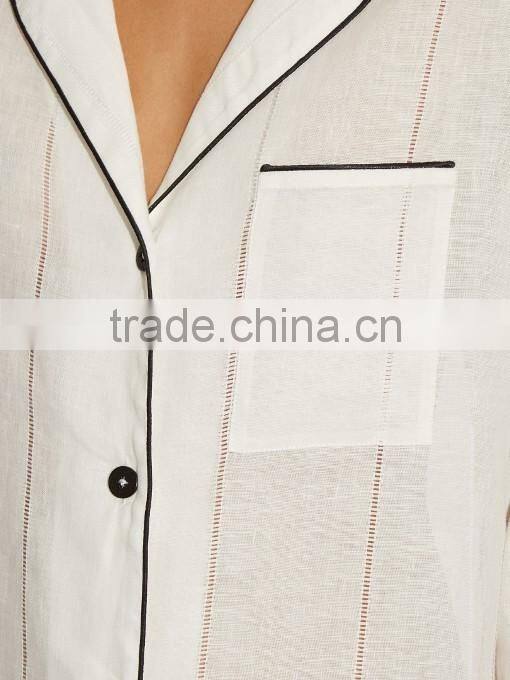 Long sleeve/pants sexy nighty design liner fabric pajamas ladies suit deisgns