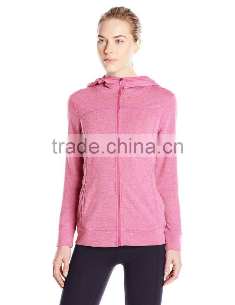 Women's Heathered Knit Zipper-up Hoodie