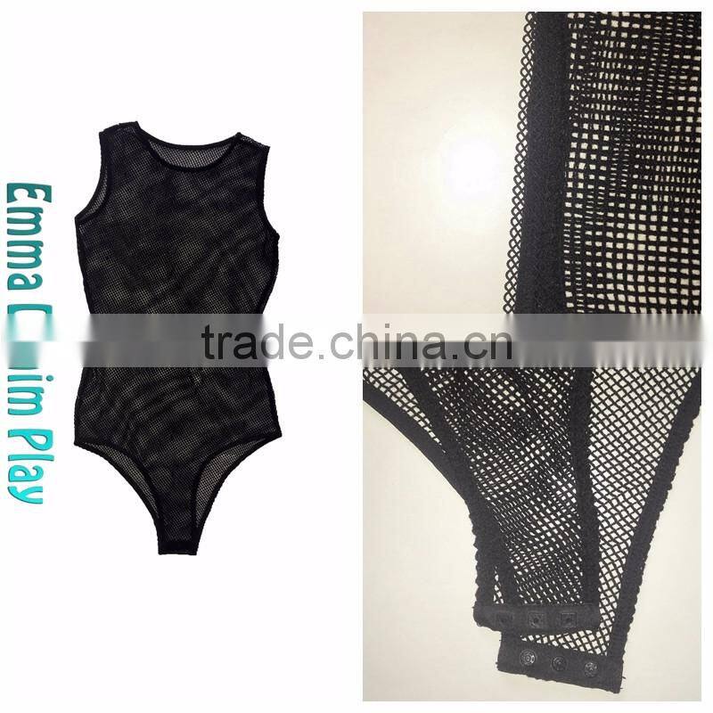 New Sexy Design Black Fishnet Bodysuit with Buttons for Ladies