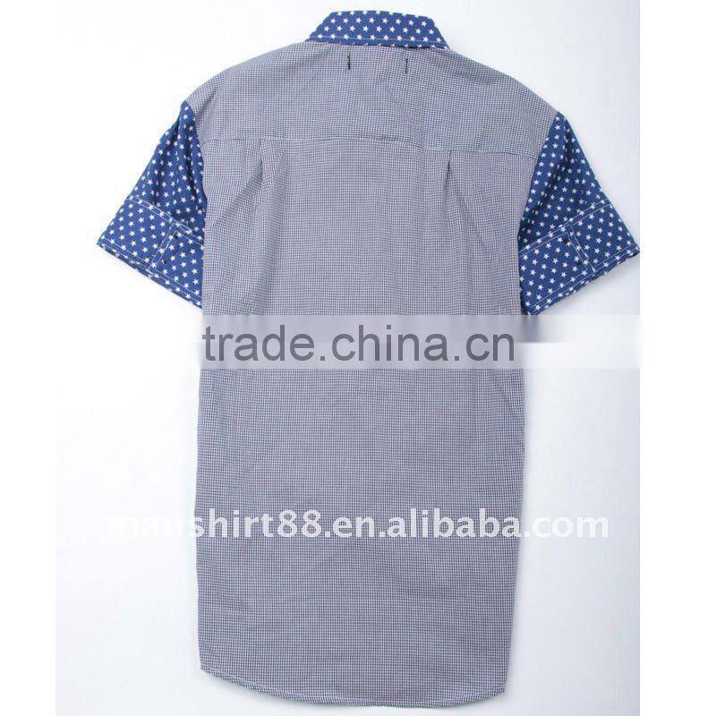 contrast color short sleeve men shirts
