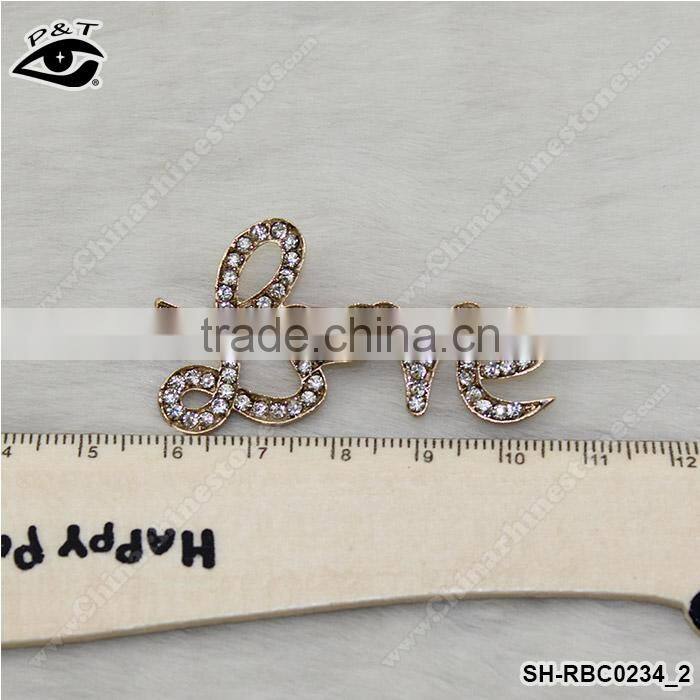 Rhinestone Brooch Pins Letter Love Shaped Rhinestone Brooch Pins For Decoration