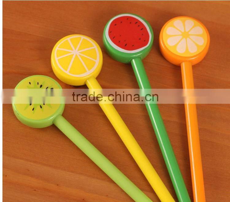 Hot Sale Cute Cartoon Fruit Shape Black Gel Pen for Kids Promotion Gifts