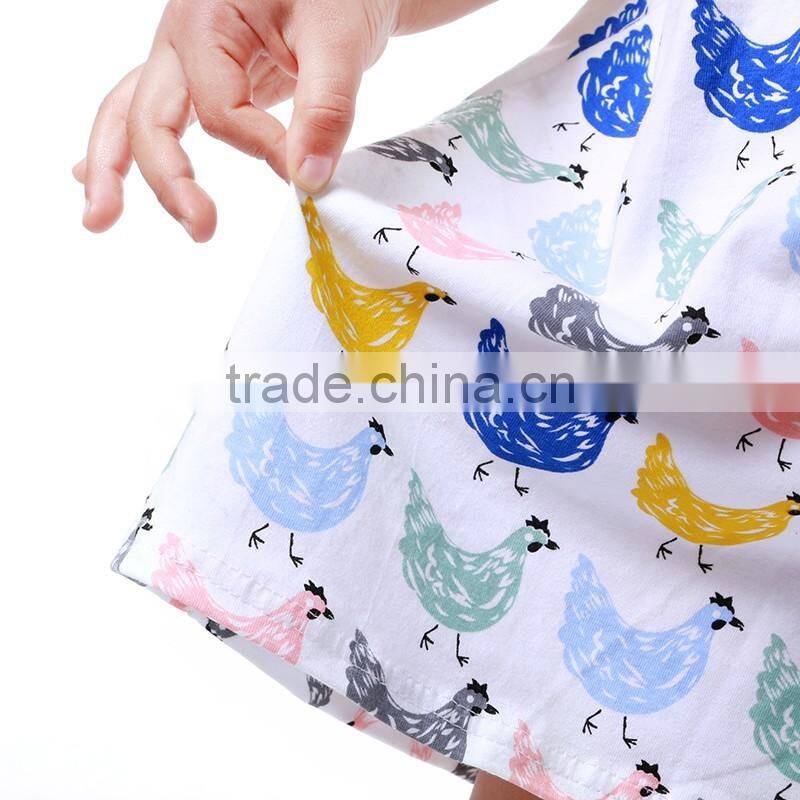 Classical pastoral chick pattern children clothes flutter cap Sleeve baby girl summer dress M6050509