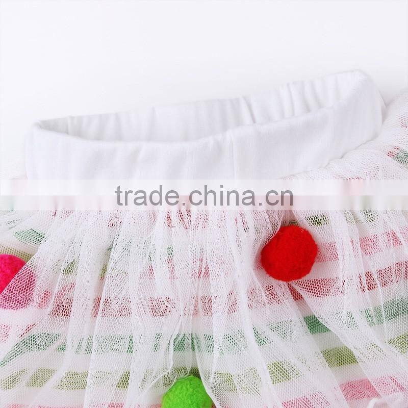 2017 sales Christmas plain clothing tutu prettiskirts pom pom pants new design grenadine christmas sets
