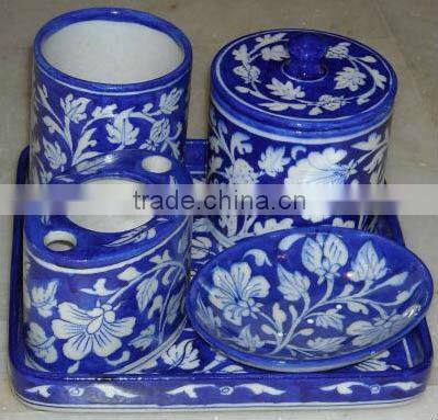 Blue Pottery Bathroom Set , Blue Pottery Articles