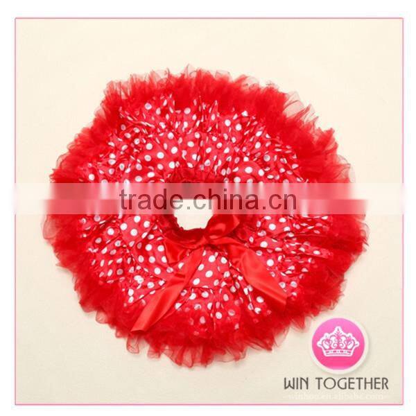 Red polka dotted tutu pettiskirt with rosettes wholesale