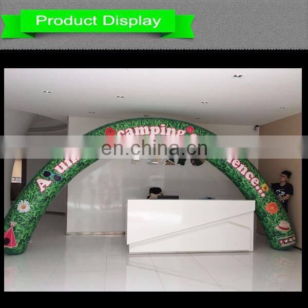 Custom printed green lighted inflatable circle arch gate for sale