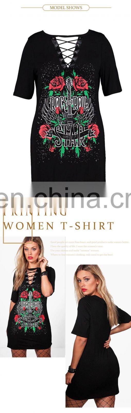 new design women summer casual printed t shirt dress