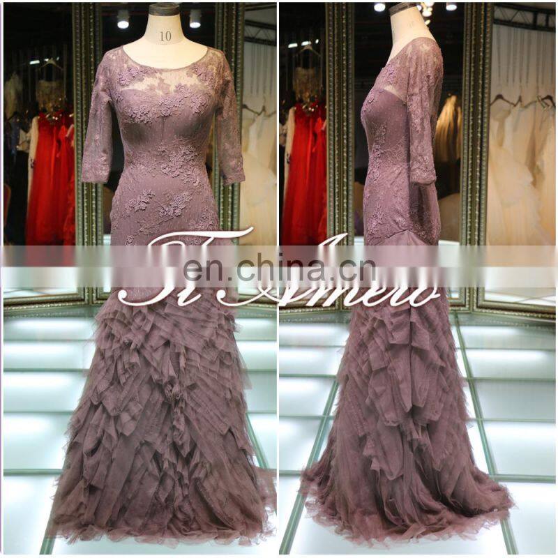 Modern Lace Ruffle Mermaid Wedding Gown Floor-length Without Train Wedding Dress 2016