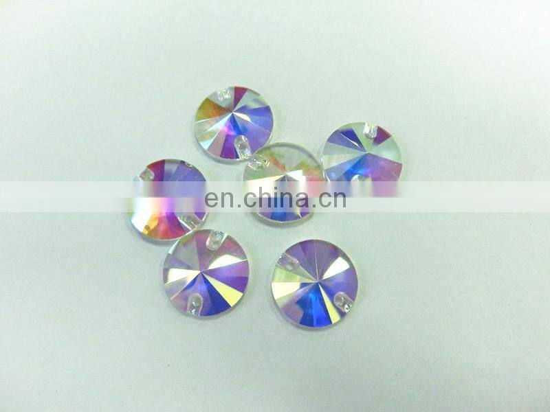 Crystal AB colorful round flatback crystals wholesale for shose making