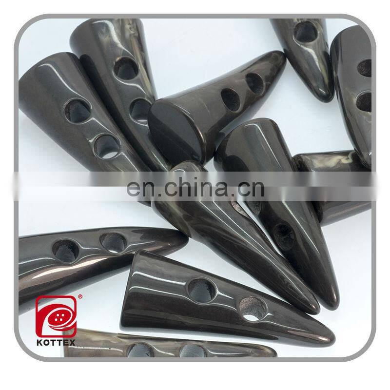 natural cow horns dark brown horn toggle button made of resin/polyester material