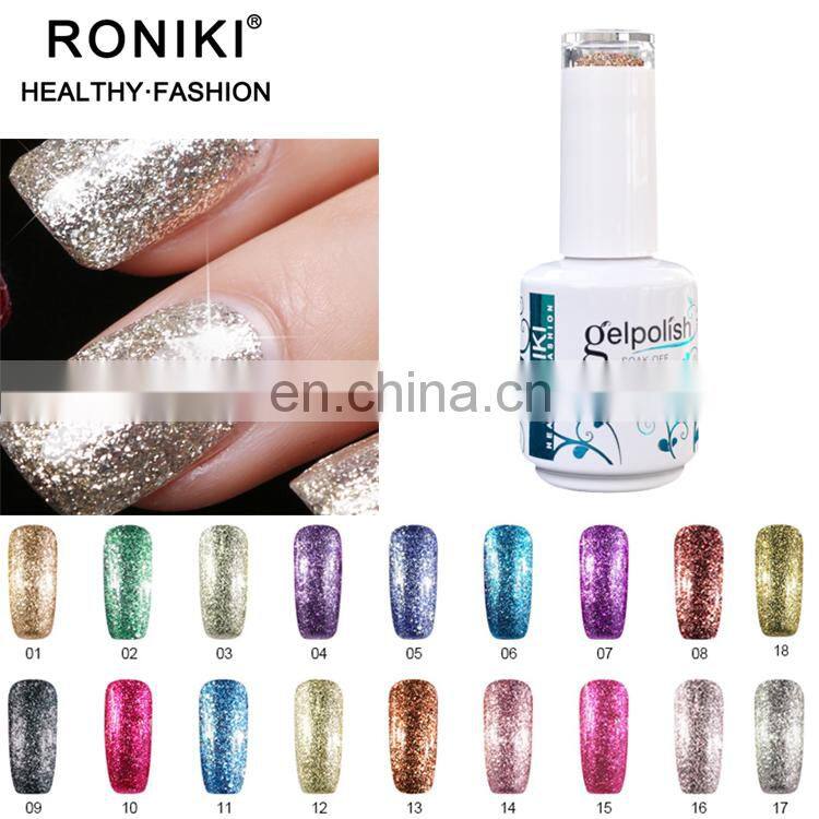 RONIKI Long Lasting wholesale Nail Gel Polish Beauty Colored micro diamond UV Gel