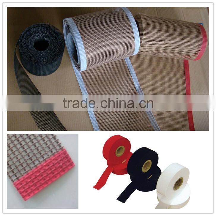 heat resistance teflon coated open mesh belt with bull nose joint film edging