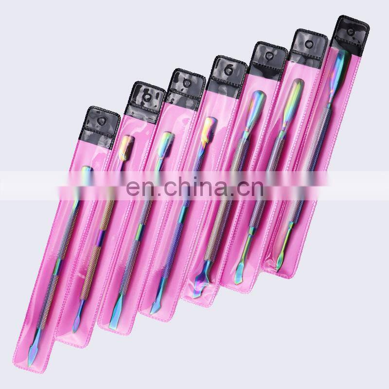 Stainless Steel Metal Nail Cleaner Trimmer Cuticle Pusher Set For Nail Cuticle Care