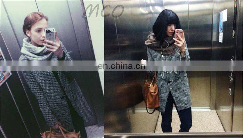 2021 Amazon hot sale new European style houndstooth coat for autumn and winter, slim thick woolen coat, woolen coat