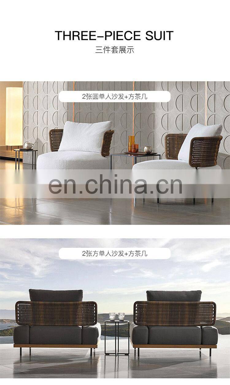 Hand-made Patio Outdoor Rattan Furniture Rope Weaving Sofa Set for Garden Furniture Outdoor