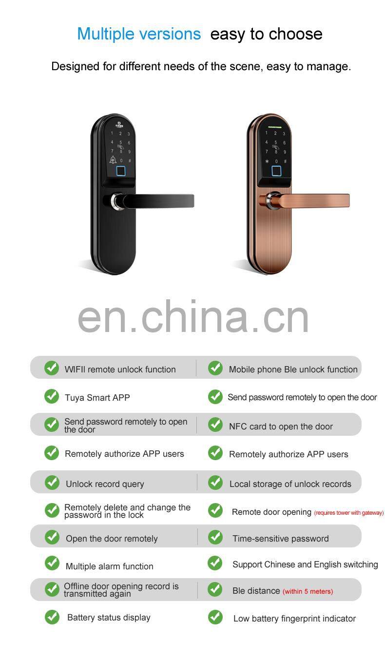 Stainless Steel Fingerprint Wifi Smart Lock Door Card Key Apartment Intelligent Door Lock Rfid With Password Ttlock