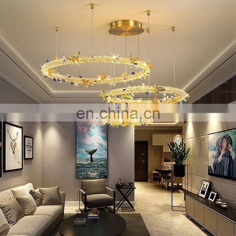 Customized Round Chandelier Hotel Bedroom Living Room Dining Room Copper Light Crystal Led Modern Luxury Chandelier