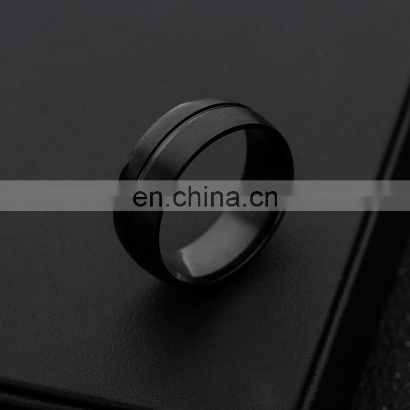 8mm Men's Black Simple Ring Fashion Stainless Steel Ring Birthday Gift Party Men's Jewelry Joyas de hombre