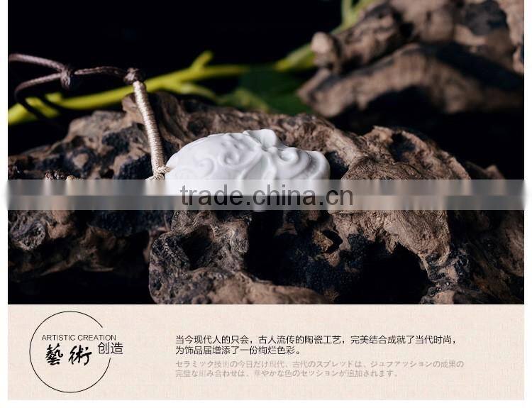 men's skull head porcelain glazed pendant necklace