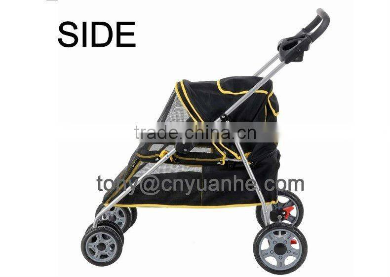 pink 4 wheels pet dog cat stroller/trolley