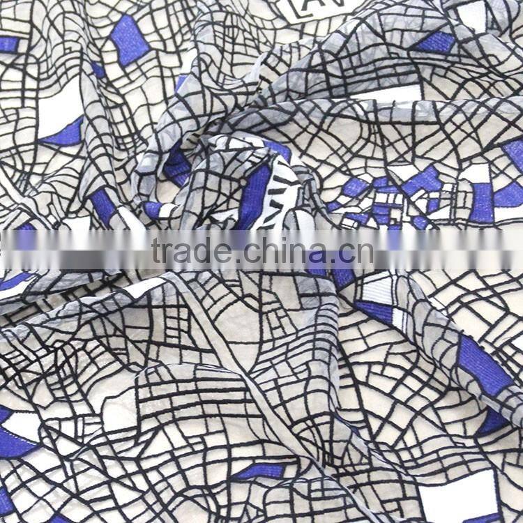 Chinese factory custom pattern water soluble irregular chiffon embroidery lace fabric