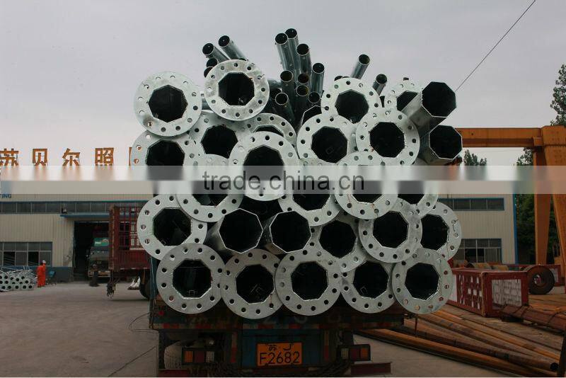 High quality Q235 solar led street light hot dip galvanized pole conical octagonal square antique light pole