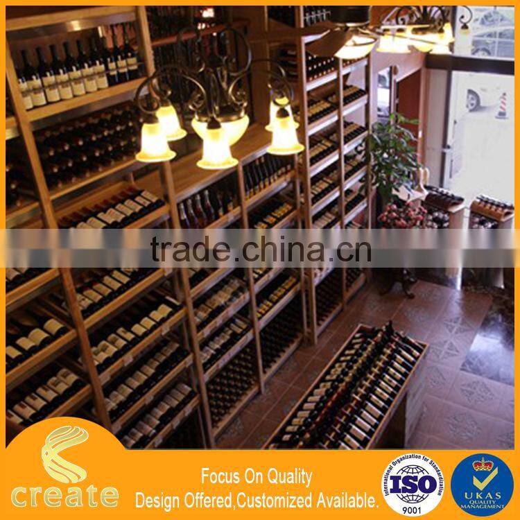 Modern cherry wooded red wine shop furniture display showcase/wine rack/wine stand