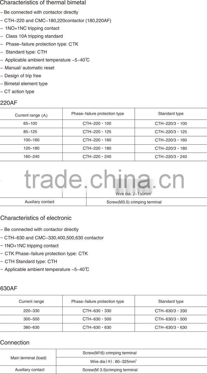 Industrial Control,CTH Thermal Overload Relay-200-630