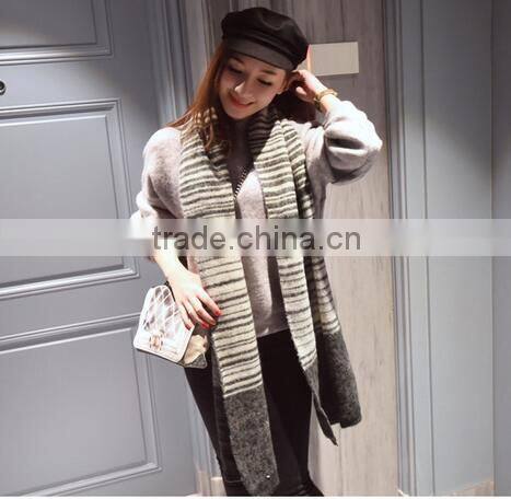 New Arrvial Winter Fashion Woman Long Striped Wool Knitted Scarf