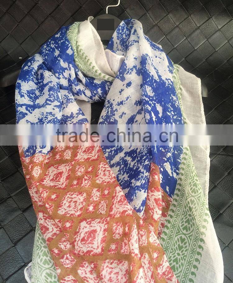 Ink Painting Print Design Large Long Cotton Pashmina Scarf Women Hijab