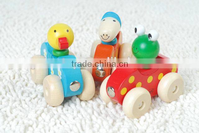 Mini wooden animal car toys for kids