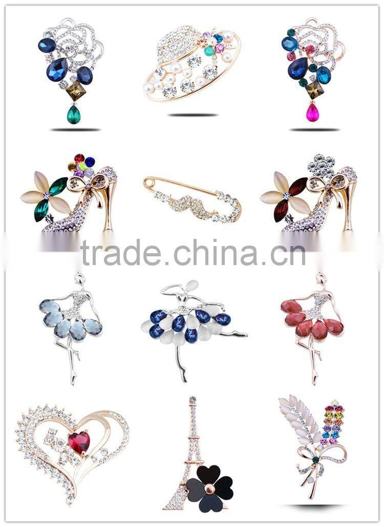 Dancing Flower Austrian Crystal Copper Alloy Fashion Brooch