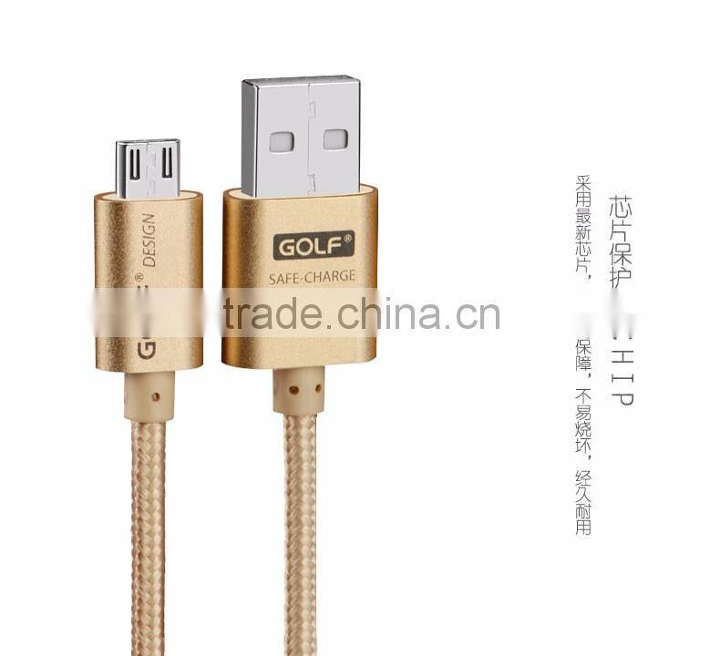 Wholesale Golf 2.1A Quick Charger Nylon USB Cable For Samsung S5 S6 1.5M Micro Braided Wire USB Data Cable For Android TB-0373