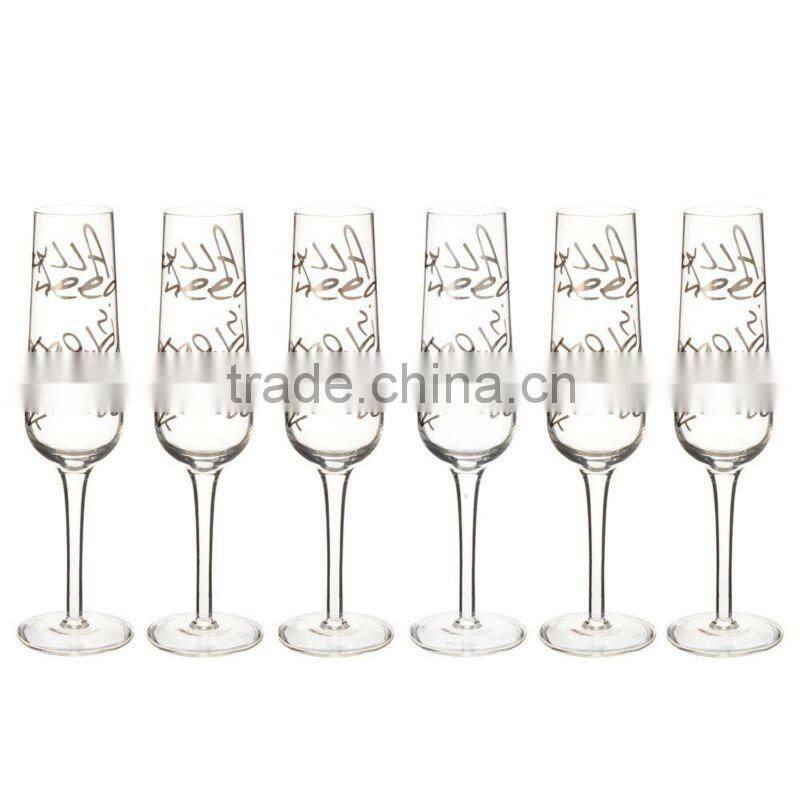 All you need set of 6 glasses, champagne glass with decal printing