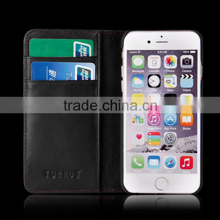 Cow leather case for iphone 6S with PC shell with card slots genuine leather black mobile phones accessories for iphone 6 case