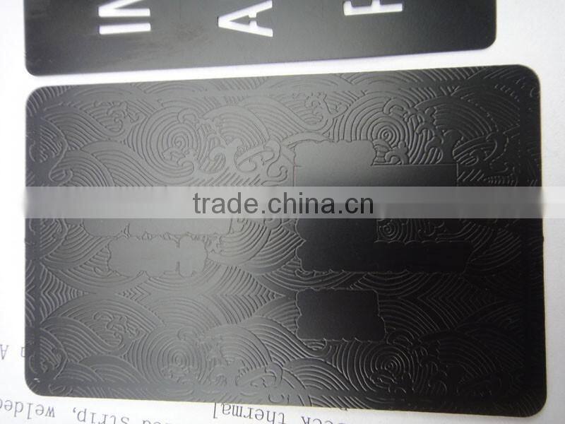 High quality stainless steel black laser carve metal name cards