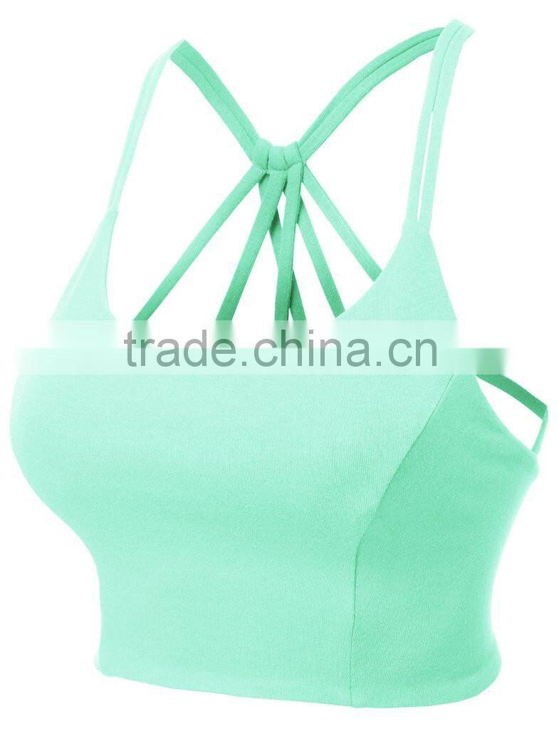 Womens Fitted Halter Cut Out Back Bralette Crop Tops women 2016